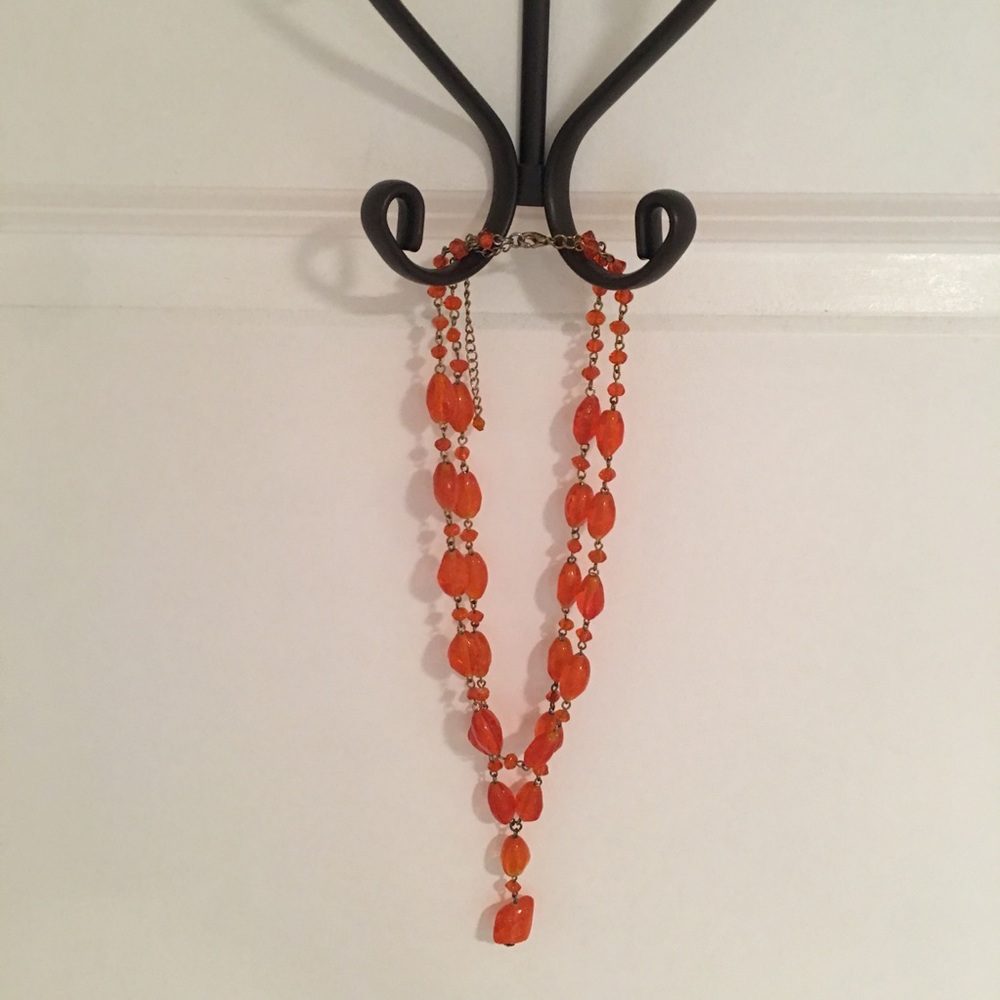 Orange Beaded Costume Jewelry Necklace